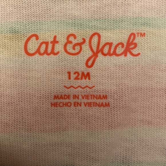 Cat & Jack dress sz 12 months striped pink, yellow, green, purple and white. EUC - Picture 3 of 3